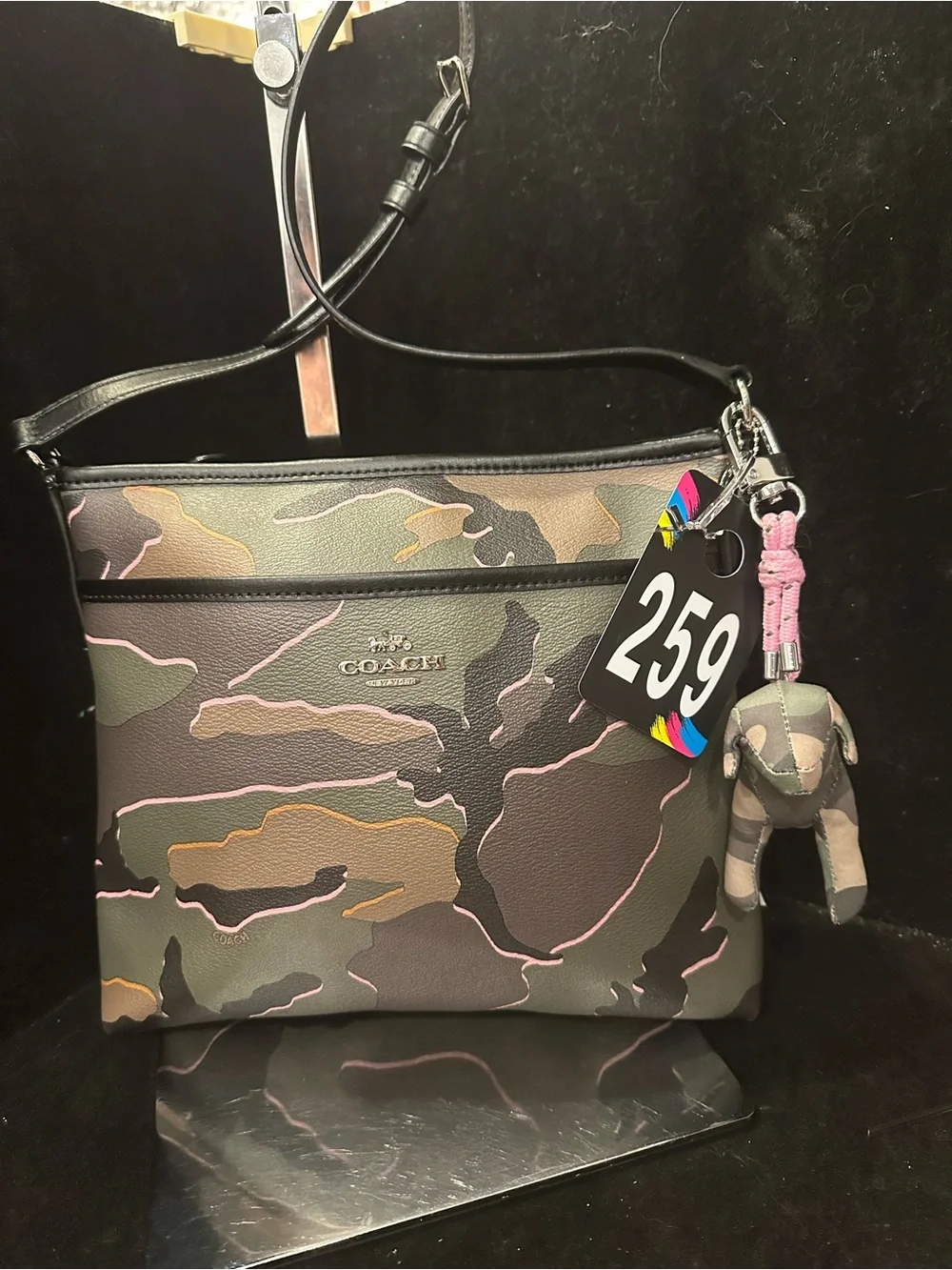 Coach # 259 Women’s Camo/ Pink Outline  File Crossbody Bag